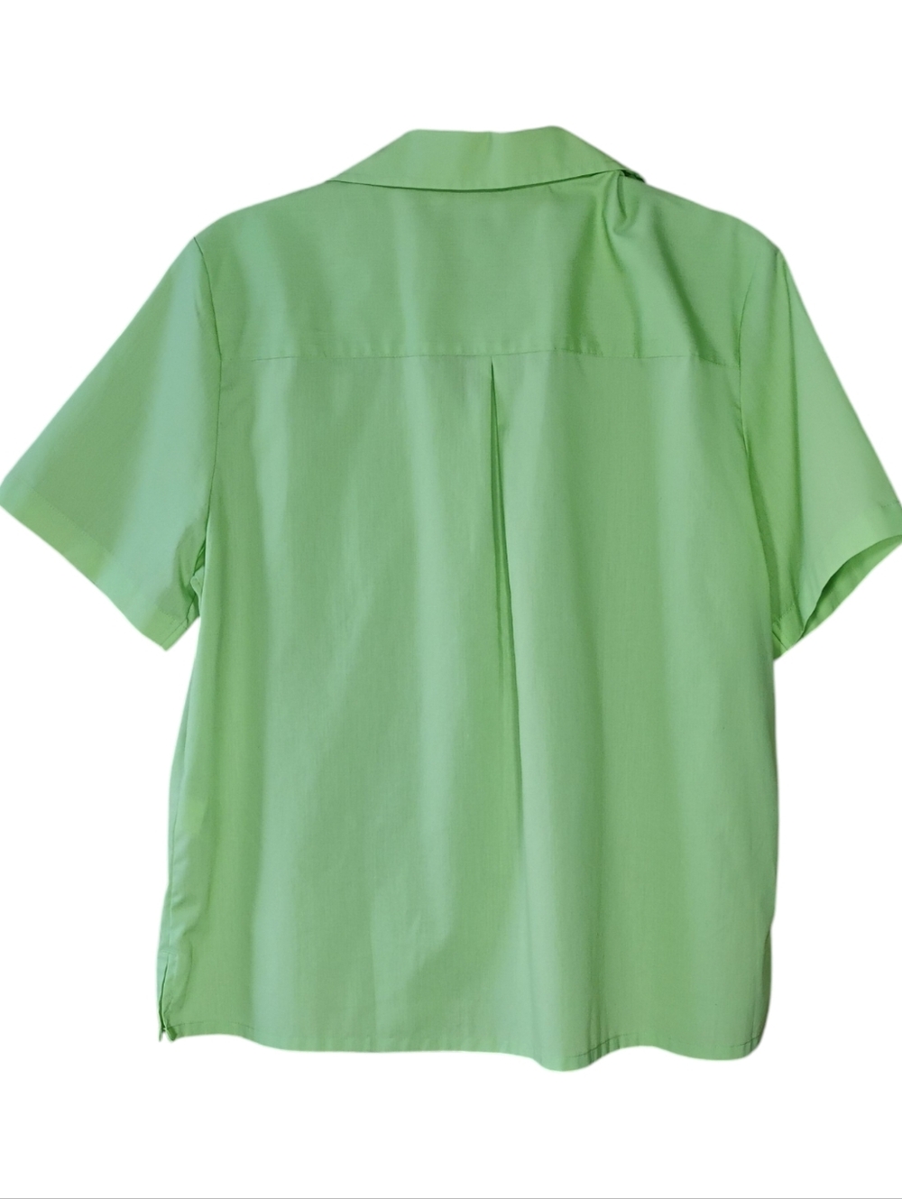 Foxcroft Short-Sleeve Button-Down Shirt in Lime Green Sz 14 - Picture 2 of 5